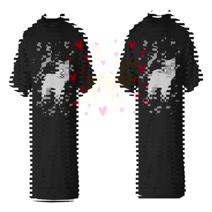 かわいいシャム猫プリント Tシャツ