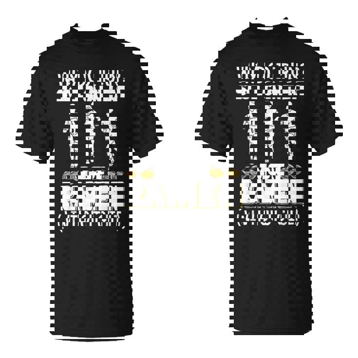 なぜ走るの だからもっと食べられるラーメンマラソン Tシャツ