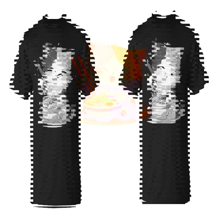 わがまま猫 ねこ ラーメン好き かわいい おもしろ マンガ 長袖tシャツ Tシャツ