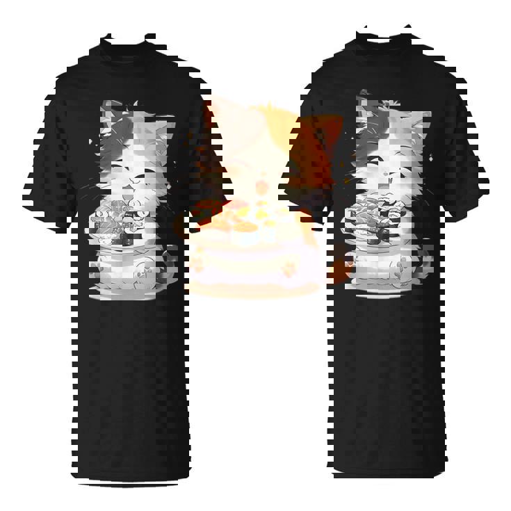 わがまま猫 寿司ねこ ラーメン好き かわいい おもしろ マンガ Tシャツ