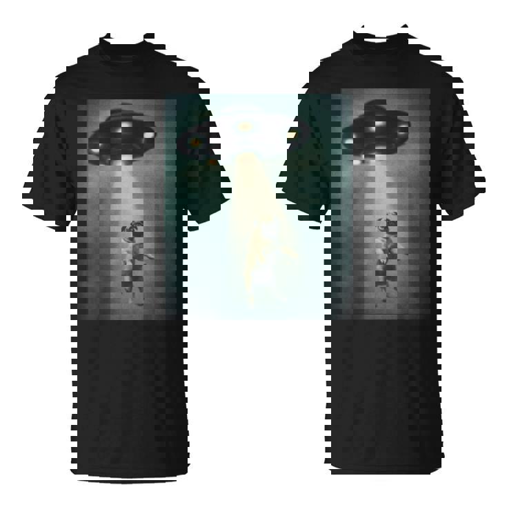 エイリアン誘拐パグ Ufo 面白い宇宙犬デザイン Tシャツ