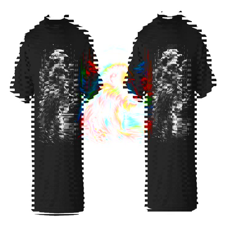 カラフル マンドリル 猿 精霊 動物 かっこいい イラスト アート Tシャツ