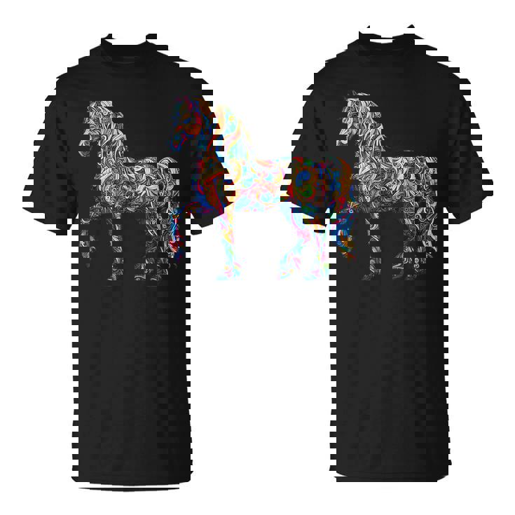カラフルな抽象的な馬 Tシャツ