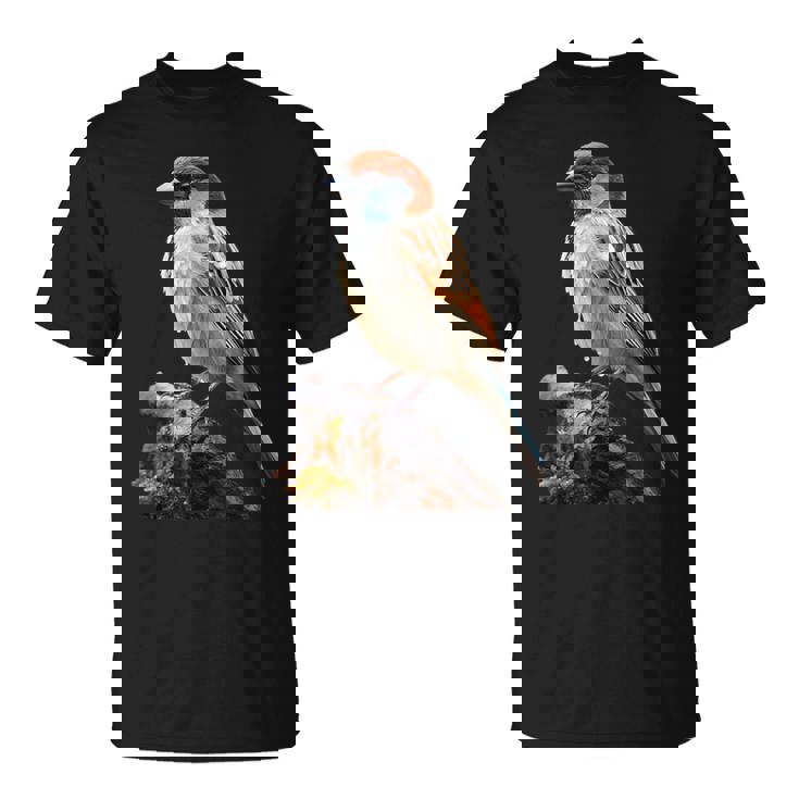 ギフト現実的なスズメ自然木鳥 Tシャツ