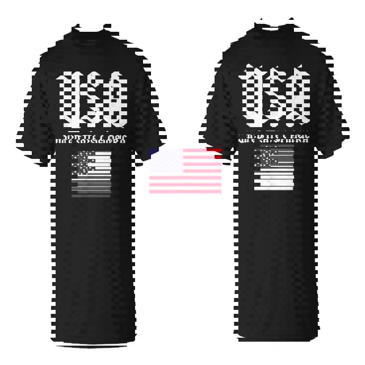 クールなアメリカ国旗グレートーンのイラストグラフィックデザイン。 Tシャツ