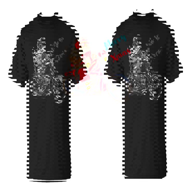 サンタクロース 面白い バイク イラスト メリー クリスマス パロディ イラスト Tシャツ