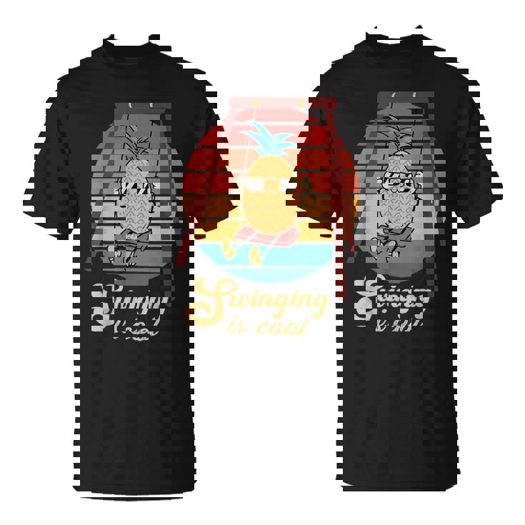 スイング パイナップル スイング クール 面白い フルーツ 男性 女性 子供 Pineapple Tシャツ