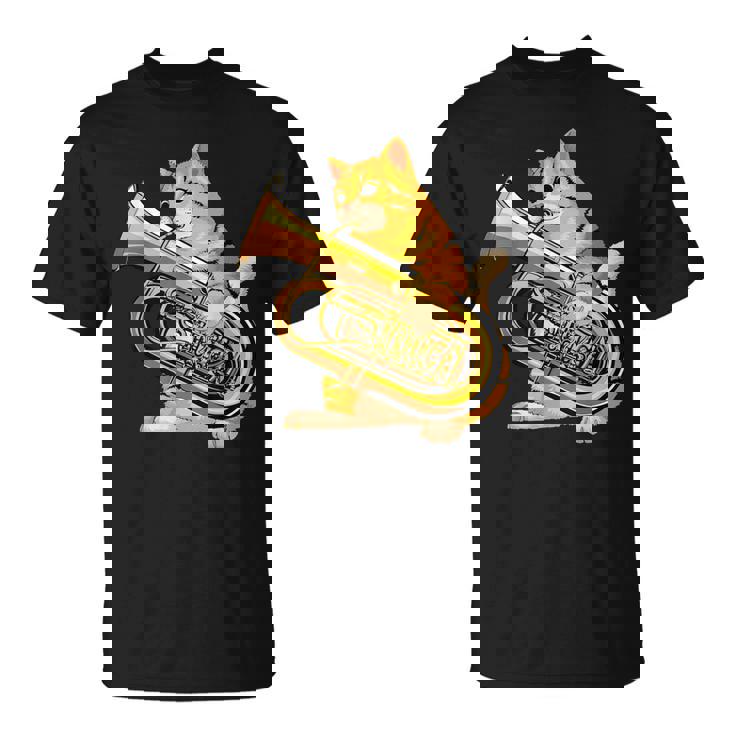 チューバを弾く面白い猫ギフト かわいい子猫ミュージシャンファン Tシャツ