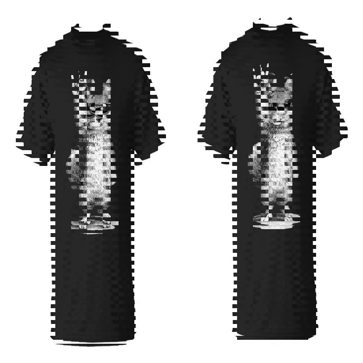 チンチラ ロックミュージック レトロ ヴィンテージ ペット愛好家 Tシャツ