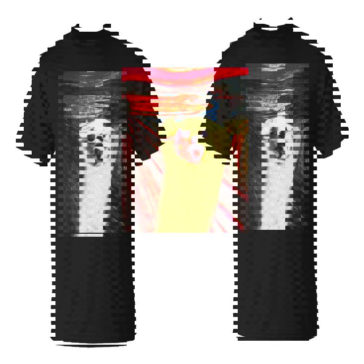 トイプードル 面白いtシャツ 犬 ムンクの叫び かわいい メンズ 子供 おもしろ 服 グッズ ネタ わんこ Tシャツ