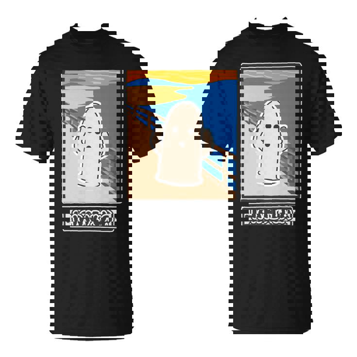 ハニワくん の ムンクの叫び 埴輪【ゆるフレンズ】名画 パロディ 歴史土器 キャラクター かわいい イラスト 面白い 長袖tシャツ Tシャツ