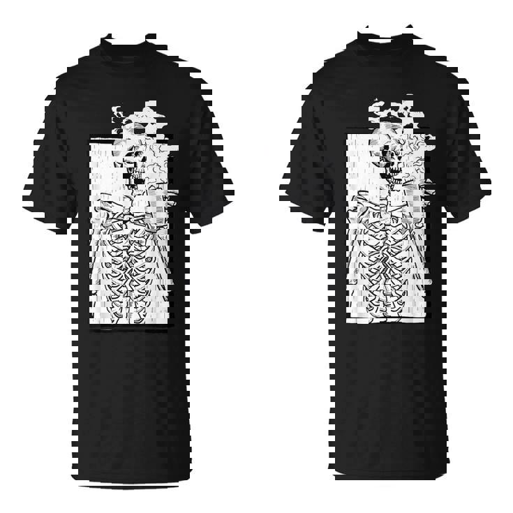 ハロウィーン コーヒー ドリンク スケルトン コーヒースカル Tシャツ