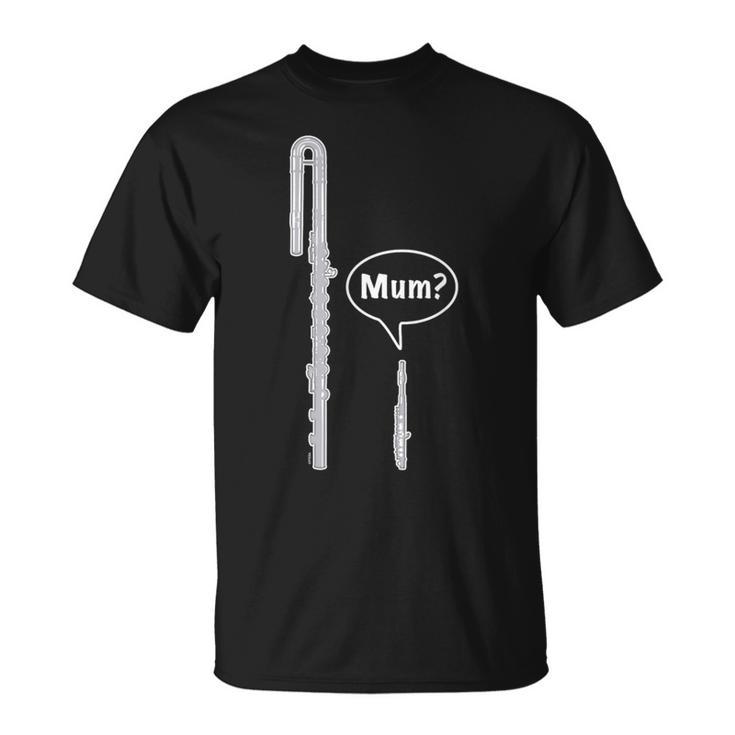 バスフルートとピッコロフルートのミーム 面白いフルートママ Flute Mum Humour Tシャツ