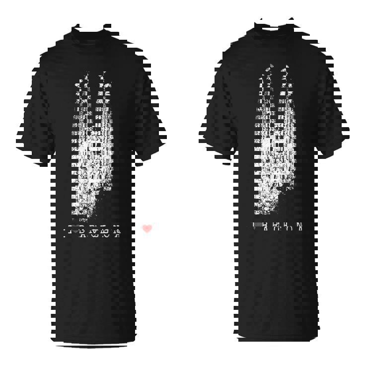 バルセロナ サグラダファミリア ヴィンテージ スパニッシュ I Love Barcelona Tシャツ