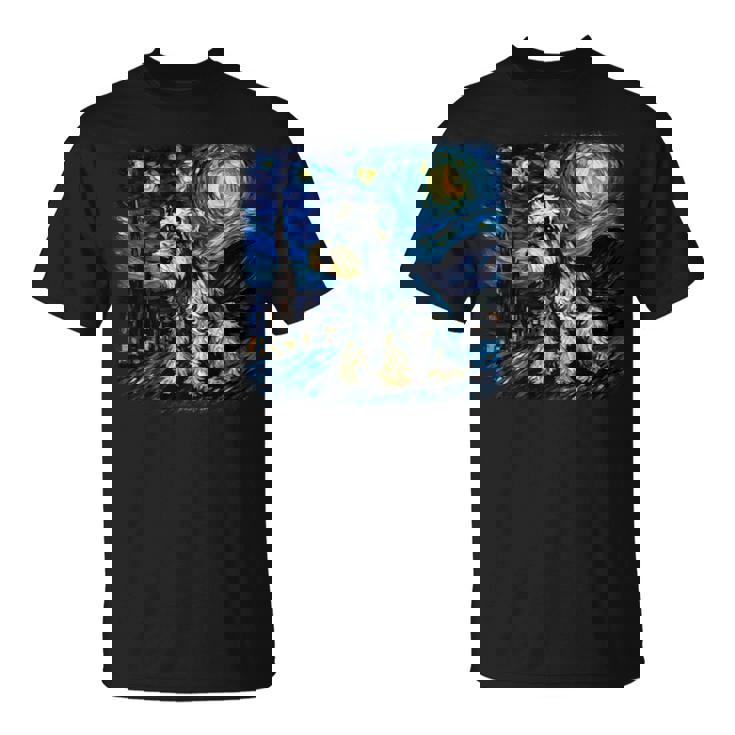 バン・ゴッホ 星月夜ミニチュア・シュナウザー 長袖tシャツ Tシャツ