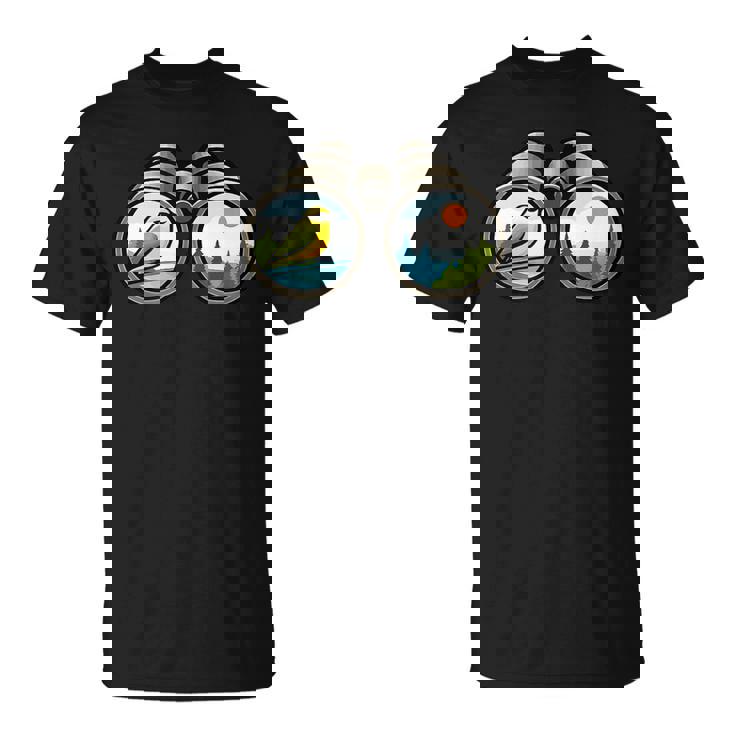 バードウォッチング双眼鏡デザイン Tシャツ