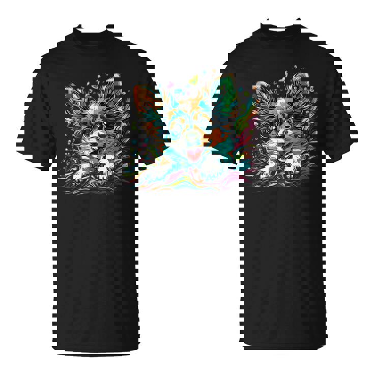 パピヨン犬の飼い主 パピヨン犬のアートワーク Tシャツ