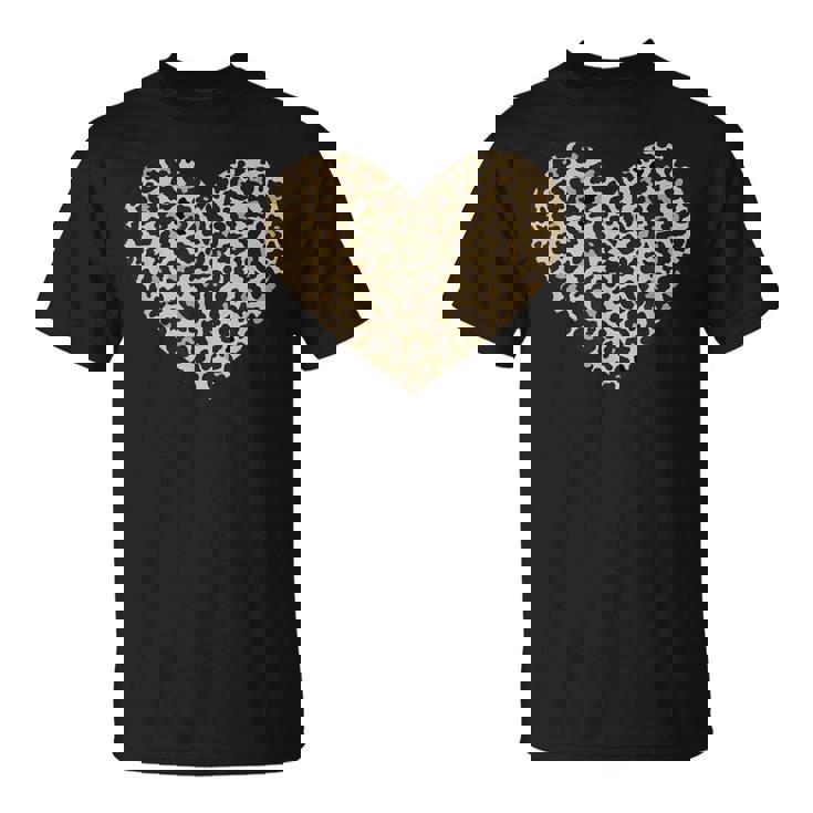 ヒョウ柄ハートソフトベージュ Tシャツ