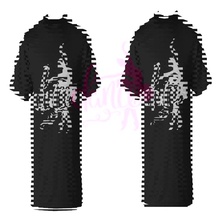 ピンクのバレエダンサー、スクリプトダンスレタリングデザイン。 Tシャツ