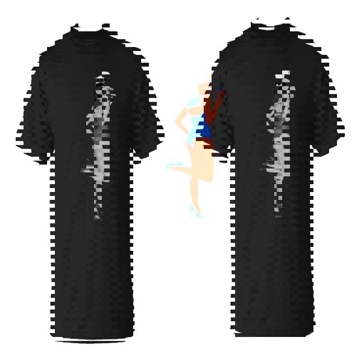 ピンナップガール セーラー アメリカ国旗 Tシャツ