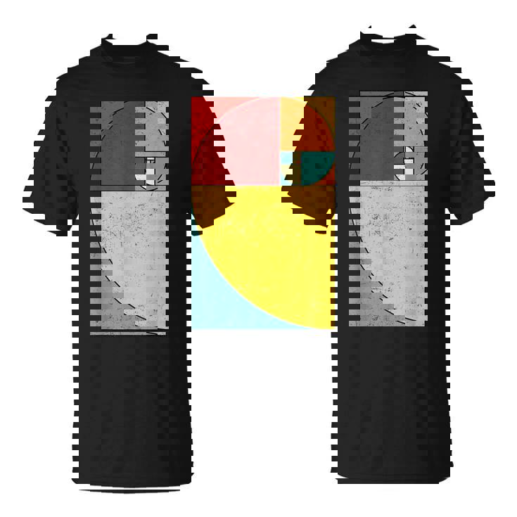 フィボナッチスパイラル幾何学アート Tシャツ