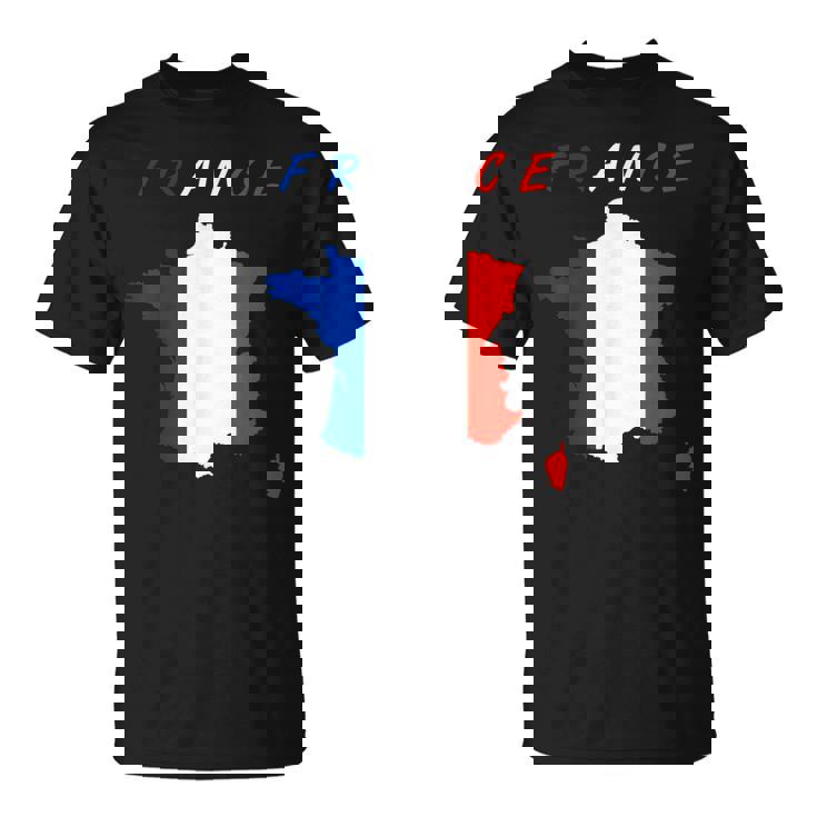 フランスの地図の中のフランス国旗tシャツ Tシャツ