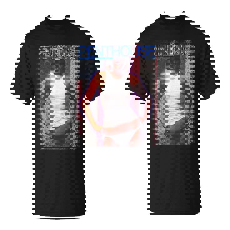 ペントハウスマガジン 1976年7月 ピンナップ ガール ヴィンテージ アメリカ国旗 Tシャツ