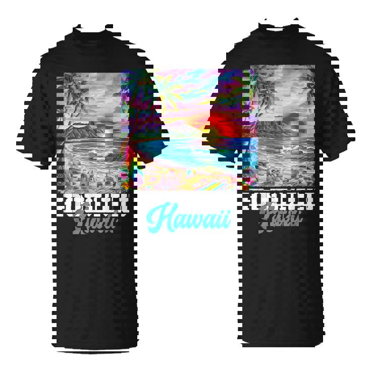 ホノルル ハワイ ハワイアン 波 ビーチ 夏 サーフィン レトロ Tシャツ