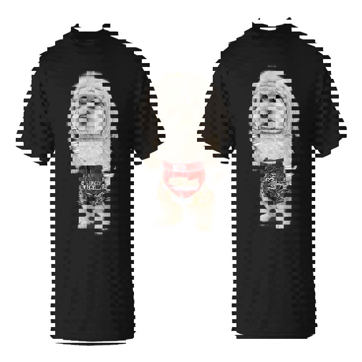 ムエタイキックボクシングチャンピオンとしてのマルチーズドッグ Tシャツ