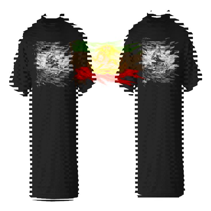 ライオンと太陽のエンブレムが付いたイランの国旗、ヴィンテージペルシャ遺産。 Tシャツ