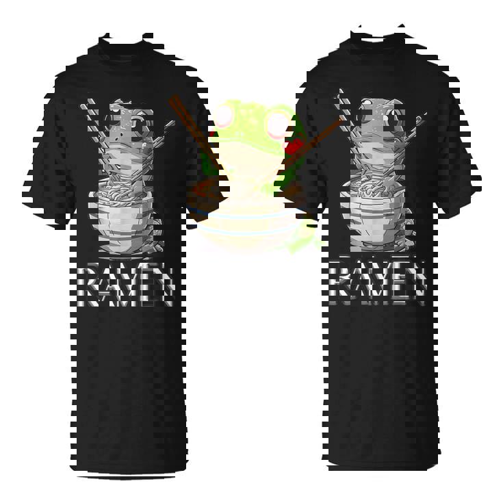 ラーメンを食べるカエルの麺 カワイイ 美的 日本アニメ Tシャツ