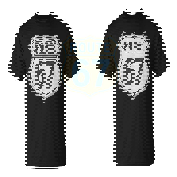 レトロ ルート 67 ハイウェイ サイン ヴィンテージ ロード ノスタルジア Tシャツ