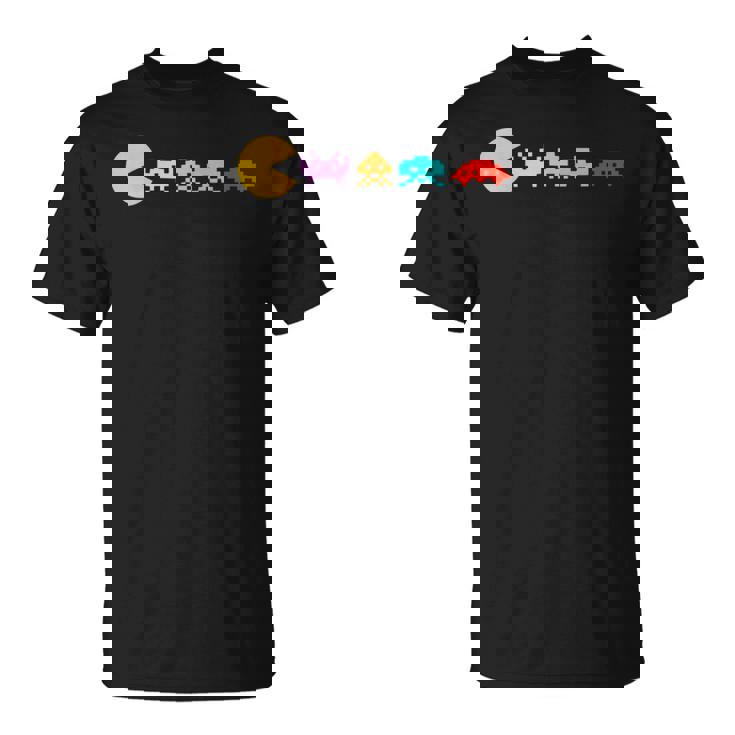 レトロヴィンテージ80年代アーケードゲームインベーダーマッシュアップ Tシャツ