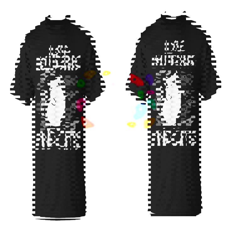 ロッククライミングホールズ クライマー キュート I Love ボルダリングと猫 Tシャツ