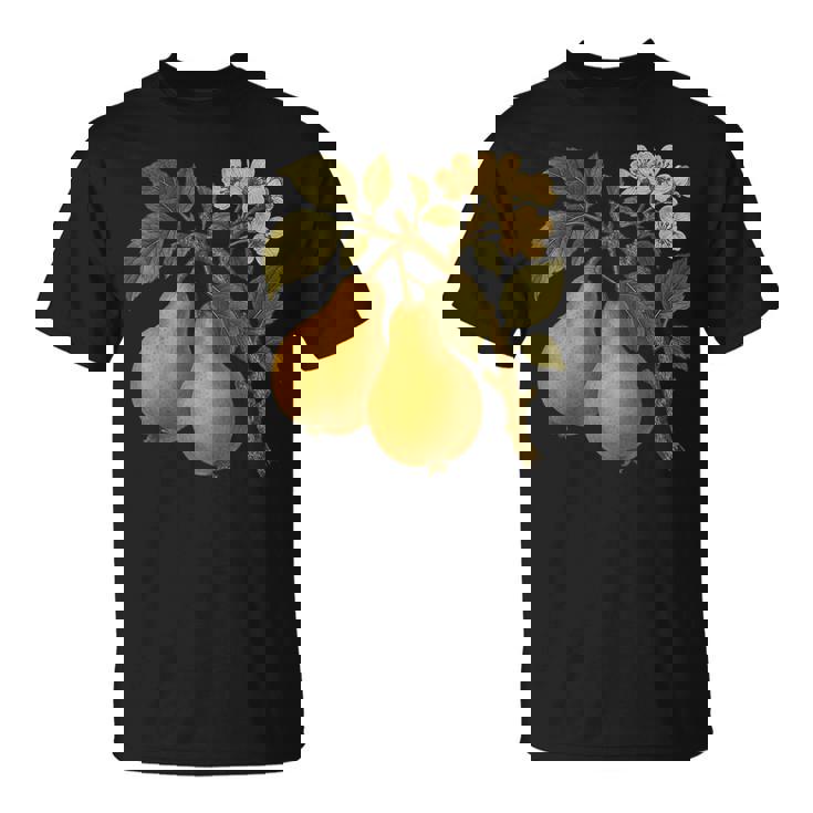 ヴィンテージボタニカル梨アートプリント Tシャツ