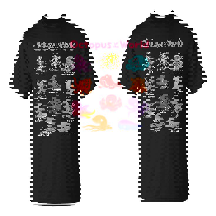 世界のタコ 海の動物 タコ好き 海洋生物 Tシャツ