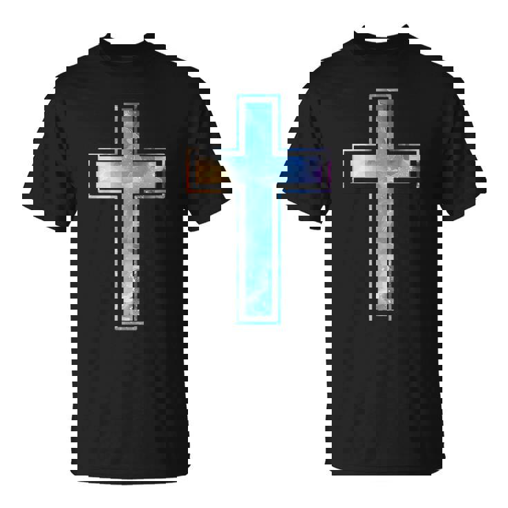 宗教のシルエット 信仰 水彩 キリスト教 十字架 Tシャツ