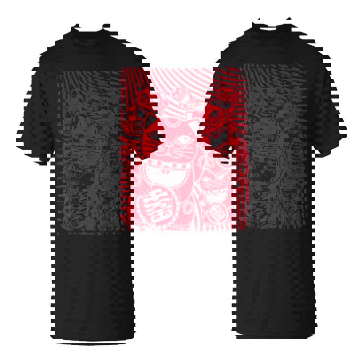 招き猫カワイイラッキーキャット日本のレトロなヴィンテージスタイル Tシャツ