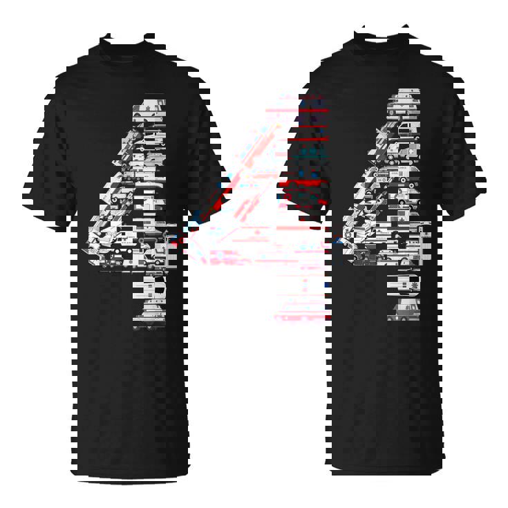 救急車 テーマ 4歳の誕生日 キッズ 男の子 4歳 Tシャツ