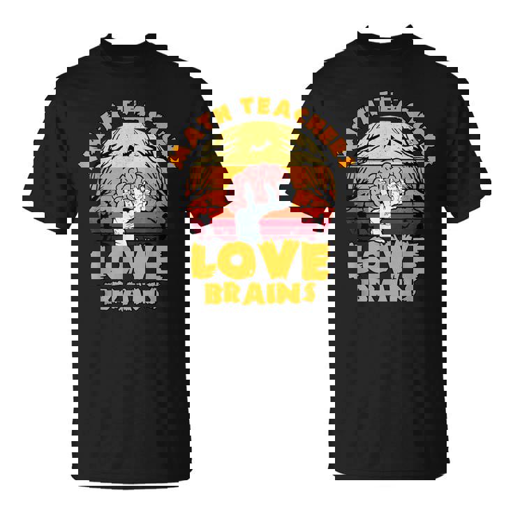 数学教師 Love Brains おもしろハロウィン ゾンビテーマ Tシャツ