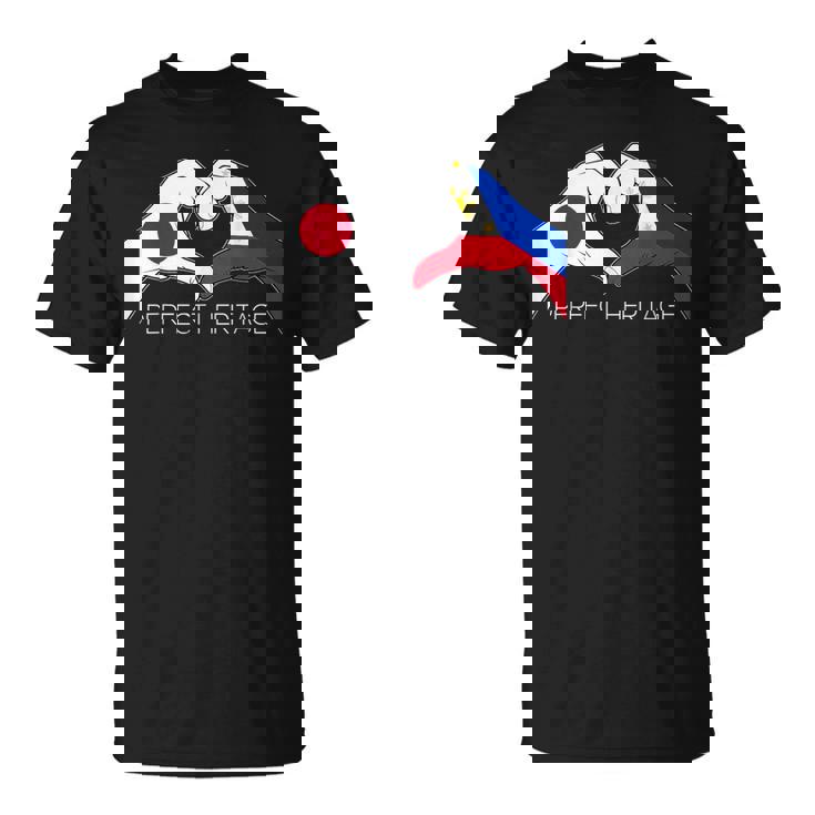日本とフィリピン フィリピン人 日本人パーフェクトヘリテージ ヘア Tシャツ