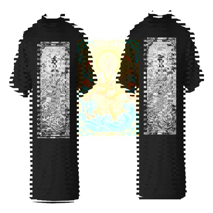 日本神話 音楽 女神弁財天 ステンドグラス Tシャツ