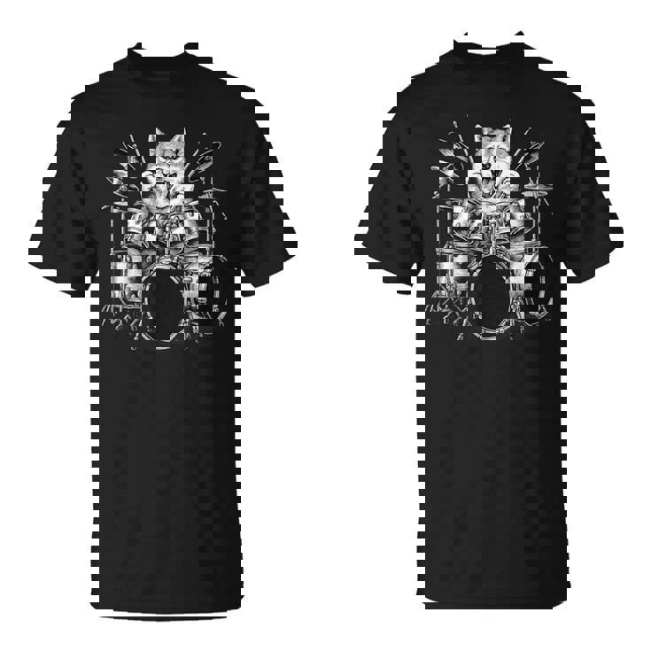 柴犬 ドラムを弾く ドラマー 犬好き Tシャツ