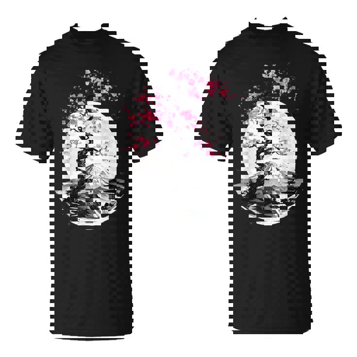 桜と月と富士山のtシャツ 春 花見 和柄 和風 和 メンズ レディース キッズ 水墨画 ギフト 服 サクラ Tシャツ