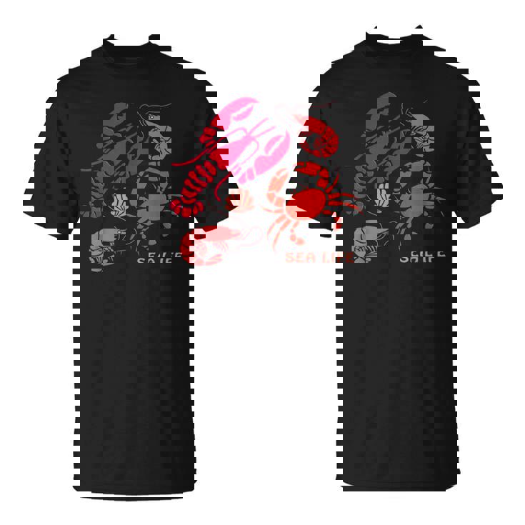 海洋生物、ロブスター、カニ、エビ、カミ、海洋、シーフード Tシャツ