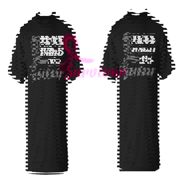 生存者の乳がん啓発の誇り高き夫。 長袖tシャツ Tシャツ