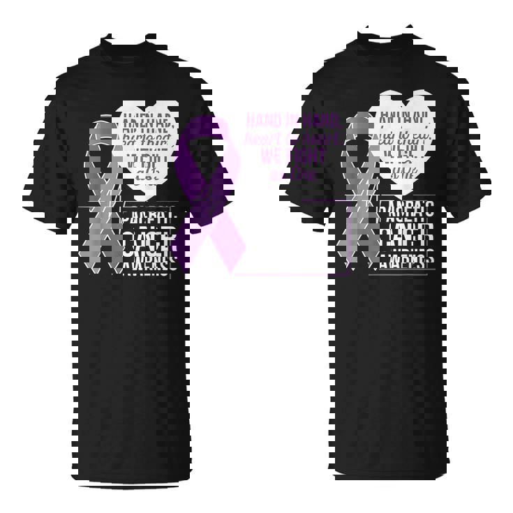 膵臓がん啓発 ハートトゥハート パープルリボン Tシャツ