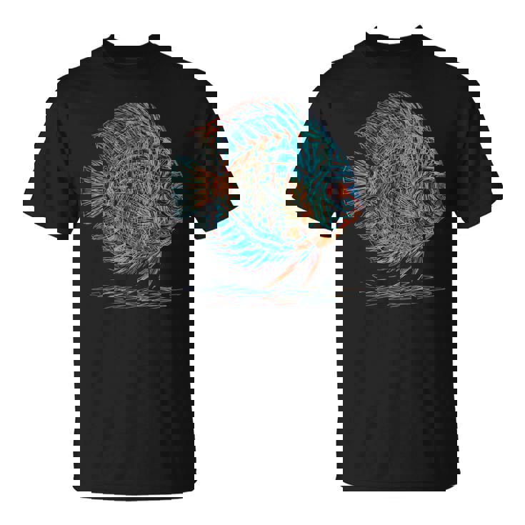 青 円盤魚 アクアリウム フィッシュキーパー Tシャツ