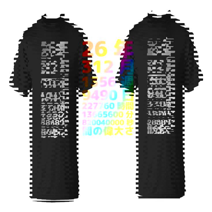 面白い26歳の誕生日の古いメーター 面白い26歳のギフト 女性 男性 面白い電卓 26歳の誕生日のギフト Tシャツ