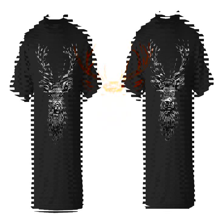 鹿角狩猟鹿トナカイ赤鹿角ハンター Tシャツ